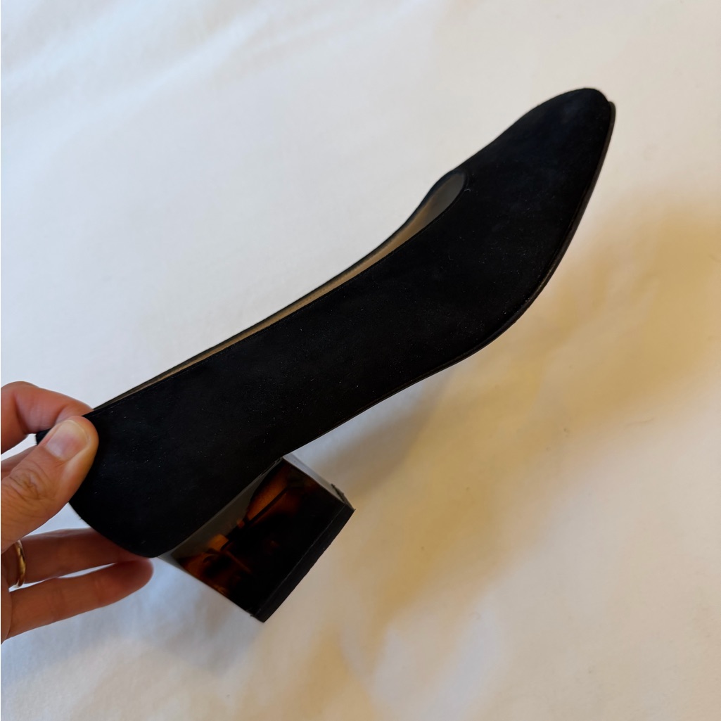 Women's Black Suede Block Heel Pump